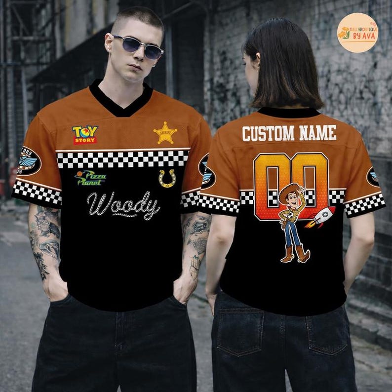 Custom Disneyland Toy Story Woody Football Jersey, Croptop Football Jersey, Disneyland Football Shirt, Disneyland Birthday Gift for Kids image 3