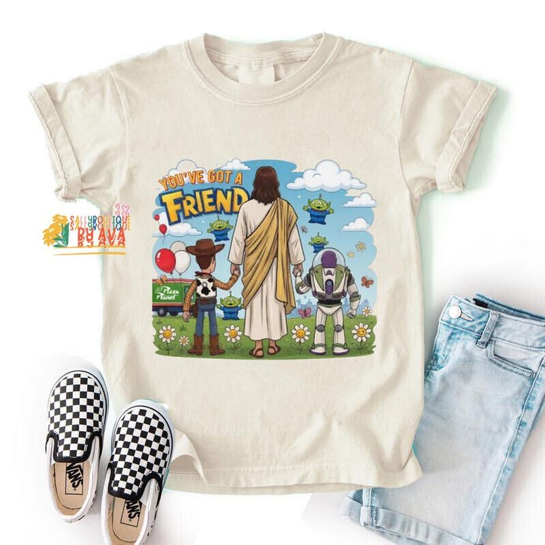 Jesus You've Got A Friend In Me Shirt, Christian Toy Story Tee, Faith Friendship Shirt, Jesus Cartoon Tee, Christian Gift, Funny Faith Shirt image 6