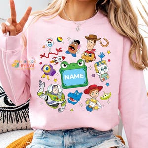 Comfort Colors Personalize Toy Story 5 Movie Shirt, Stranger Things Shirt, Lilypad Buzz Lightyear Woody Jessie Tee image 3