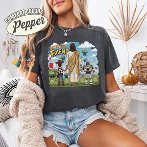 Jesus You've Got A Friend In Me Shirt, Christian Toy Story Tee, Faith Friendship Shirt, Jesus Cartoon Tee, Christian Gift, Funny Faith Shirt image 3