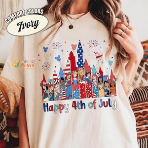 Happy 4th of July Disneyland Princess Castle Shirt, Disneyland Family American Flag USA Patriotic, Red White and Blue Disneyland Girl Trip 画像 1