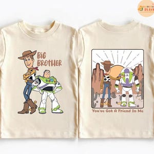Toy Story Brothers Shirt, Disneyland Big and Little Bro Matching Tee, Woody Buzz Lightyear Family Sweatshirt, Toy Story Siblings Gift immagine 2