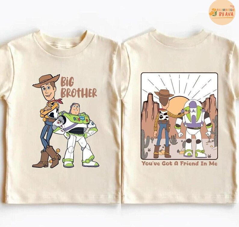 Toy Story Brothers Shirt, Disneyland Big and Little Bro Matching Tee, Woody Buzz Lightyear Family Sweatshirt, Toy Story Siblings Gift immagine 2