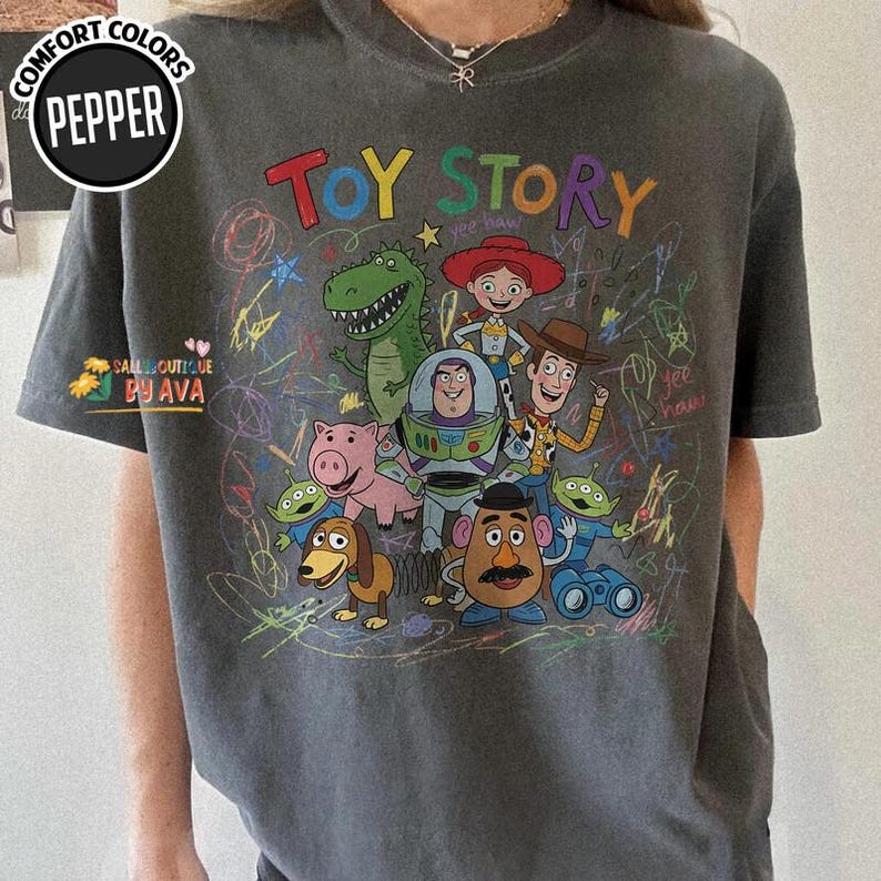 Toy Story You've Got a Friend in Me Shirt, Childlike Drawing Woody Buzz Tee, You've Got a Friend in Me, Disneyland Family Trip Tee image 7