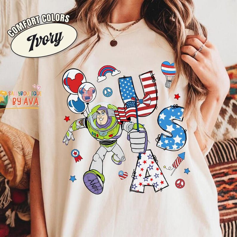 Chemise personnalisée tous les personnages de Toy Story 4 juillet, chemise assortie famille patriotique Disneyland, chemise 250e anniversaire des États-Unis, jour de l'indépendance image 2