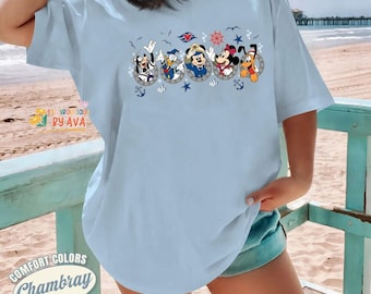 Chemise croisière Disneyland, t-shirt marin Mickey et ses amis, haut couleurs confortables pour les vacances Disneyland, chemise groupe croisière, cadeau de famille Disneyland