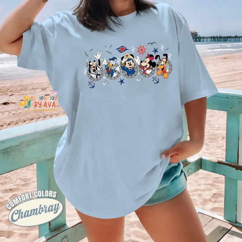 Disneyland Cruise Shirt, Mickey and Friends Nautical Tee, Comfort Colors Disneyland Vacation Top, Cruise Group Shirt, Disneyland Family Gift zdjęcie 1