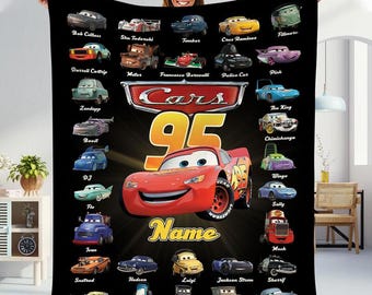 Personalized Disneyland Cars Movies Blanket, Custom Name Disneyland Cars Blanket, Lightning Mcqueen Sally Tow Mater Blanket, Birthday Gift