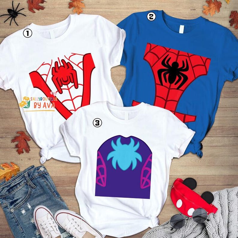 Spidey and His Amazing Friends Costume Halloween Shirt, Superhero Spidey Man Costume Shirt, Halloween Party Group Shirt image 4