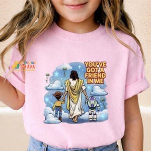 Jesus Youve Got A Friend In Me Shirt, Christian Toy Story Tee, Faith Friendship Shirt, Jesus Cartoon Tee, Christian Gift, Funny Faith image 3