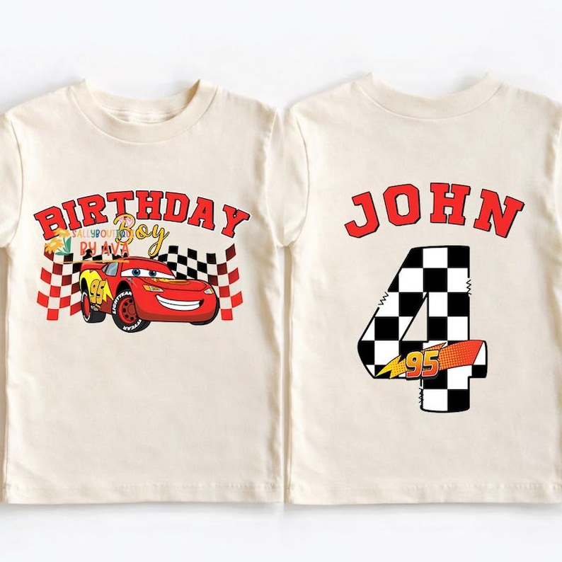 Personalized Disneyland Cars Birthday Shirt, McQueen Birthday Boy Tee, Pixar Pit Crew, Lightning Birthday Family, Racing Car Birthday Trip 画像 1