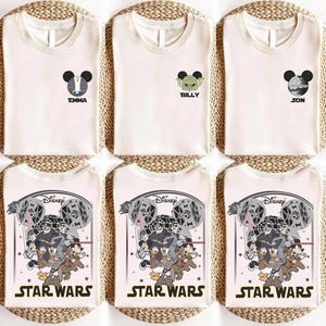 Camiseta de Star Wars con nombre personalizado, camiseta personalizada de Mickey y sus amigos de Disneyland, camiseta del 4 de mayo, viaje a Disneyland 2026, camiseta familiar a juego imagen 1