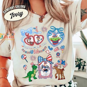 Coquette Bows Toy Story Characters USA 250th Anniversary Shirt, Pixar Toy Story 4th of July Shirt, Disneyland Independence Day Gift image 5