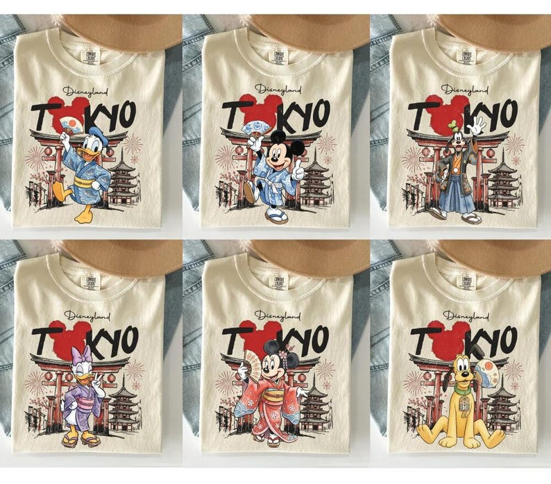 Tokyo Disneyland Mickey and Friends Kimono Shirt, Custom Disneyland Family Matching Tee, Japan Vacation 2026 Girl Trip Shirts, Group Tee image 2