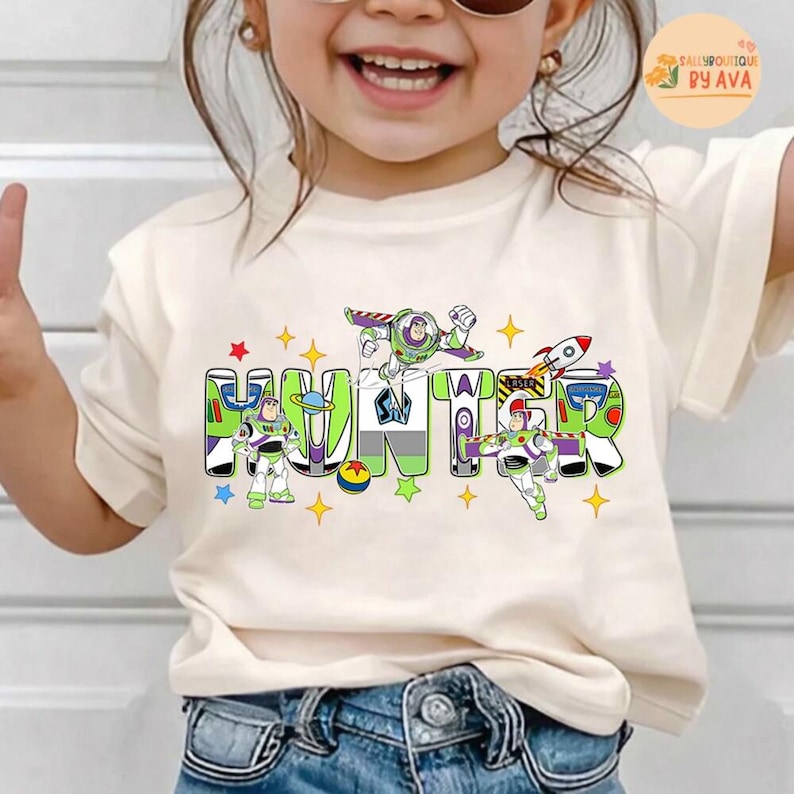 Disneyland Buzz Lightyear Custom Name Shirt, Personalized Toy Story Birthday Name Shirt, Toy Story Birthday Party, Family Birthday Matching image 1