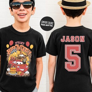 Personalized Disneyland Cars Birthday Boy Shirt, Lightning McQueen Birthday Shirt, Family Matching Shirt, Racing Car Birthday Boy Shirt image 1