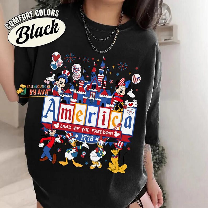 Mickey and Friends Patriotic Disneyland 4th of July Shirt, Disneyland Castle Family America 4th of July, Happy Independence Day, 250th Shirt image 3