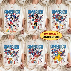 Personalized Mickey and Friends America Map Disneyland Happy 4th of July Shirt, Happy Independence Day 2026 Matching Tee, 250th Shirt image 1