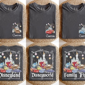 Custom Name Disneyland Cars Family Matching Shirts, Retro Disneyland Trip 2026 Shirt, Disneyland Family Vacation Shirts, Birthday Party Gift image 2