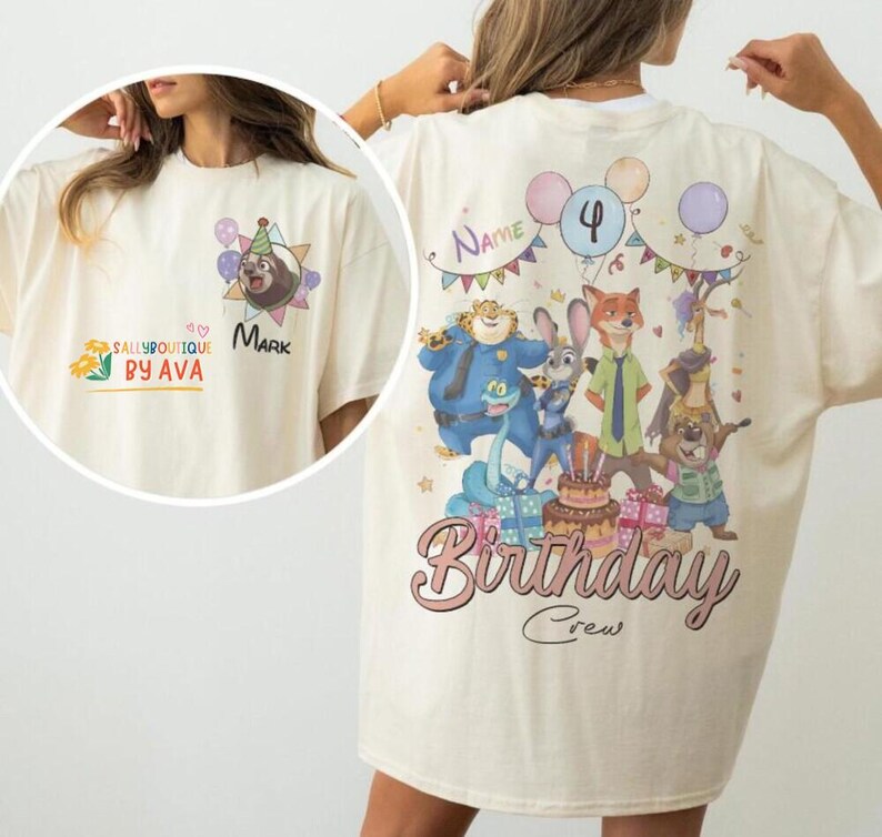 Personalized Name Age Zootopia Birthday Boy Shirt, Disneyland Judy Hopps Nick Wilde Gary De'Snake Birthday Squad Gift, Disneyland Family Tee image 4