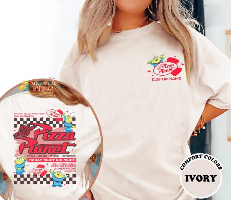 Two-sided Disneyland Pixar Toy Story Aliens Pizza Planet Shirt, Funny Disneyland Pizza shirt, Disneyworld Shirt, Disneyland Trip Shirt image 3