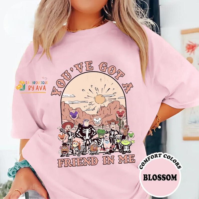 Vintage Toy Story Halloween Shirt, You've Got A Friend In Me, Toy Story Skeleton Shirt, Disneyland Halloween, Mickey's Not So Scary Shirt image 3