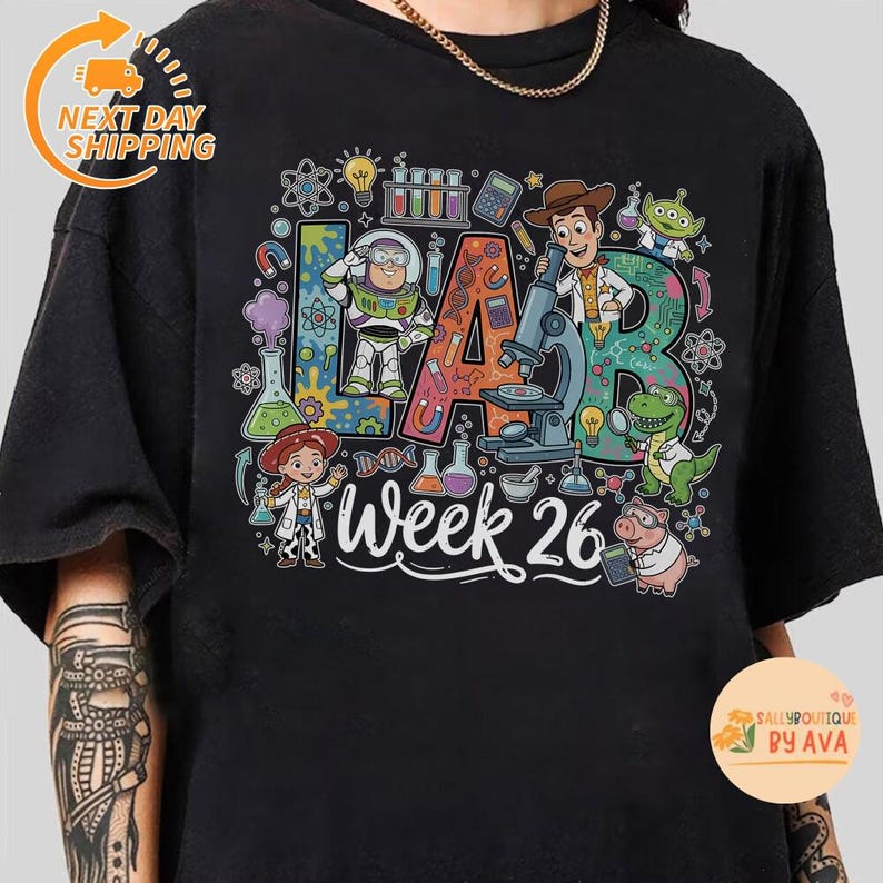 Disneyland Toy Story Lab Week 2026 Shirt, Buzz Lightyear Woody Jessie Bo Peep Lab Story, Lab Assistant, Med Lab Team Clinical Laboratory Tee image 2