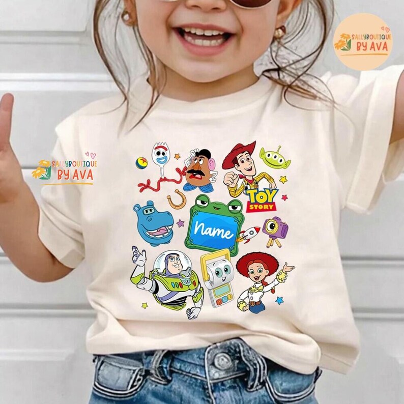 Custom Name Toy Story 5 Movie Shirt, Lilypad Buzz Lightyear Woody Jessie Toy Story Land You've Got a Friend In Me Adult & Kids Shirt image 3