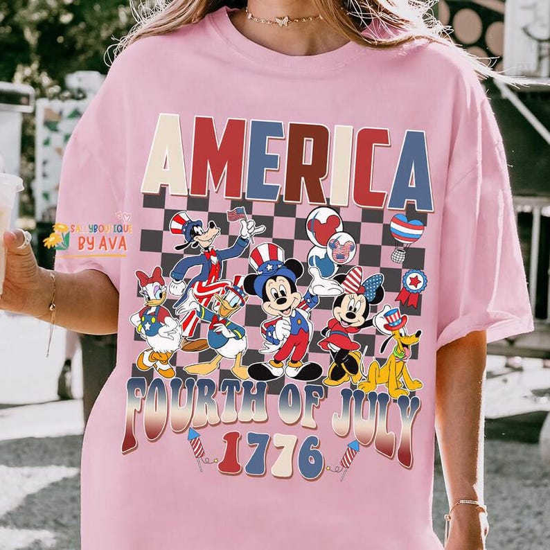 Mickey & Friends Checkered Disneyland Happy 4th of July Shirt, Disneyland Happy 4th of July Shirt, Happy Patriotic Day 1976 Tee Memorial Day afbeelding 7