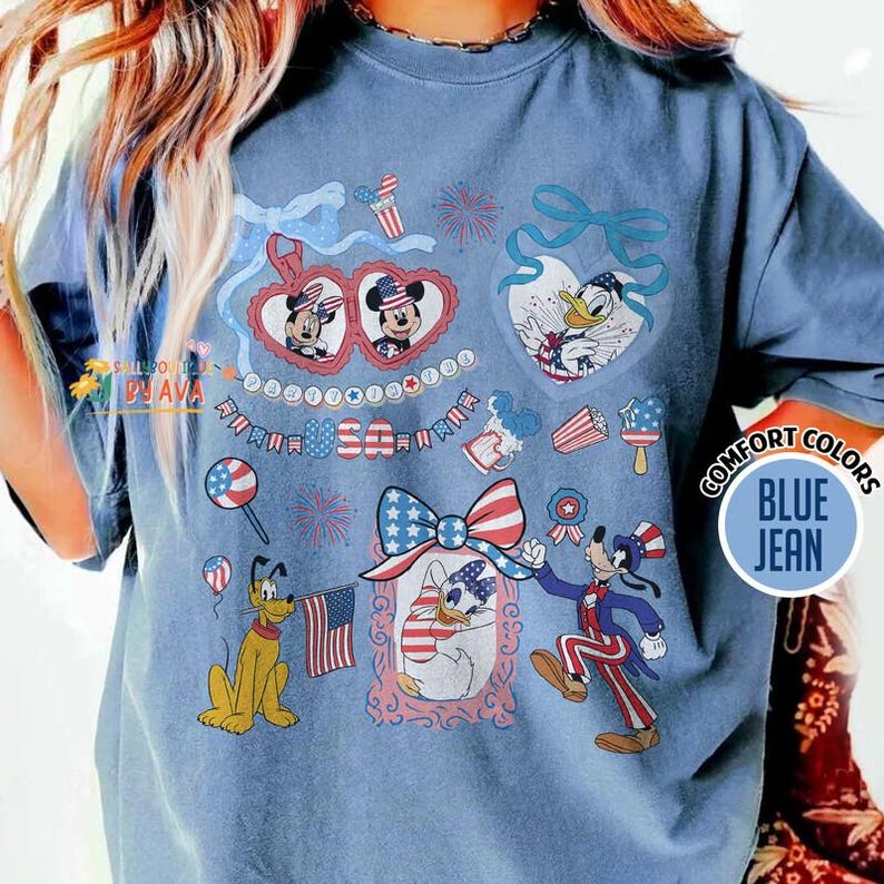 Coquette Bows Mickey and Friends Patriotic Disneyland 4th of July Shirt, USA Independence Day, 250 Years Celebration Shirt, Holiday Shirt Bild 4