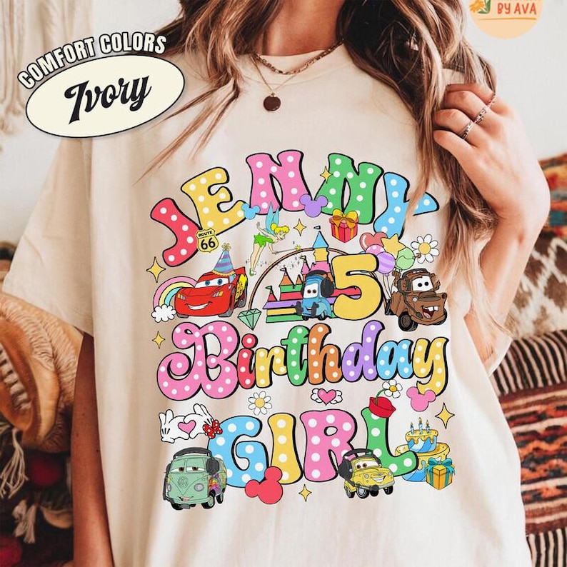 Custom Disneyland Cars Family Birthday Shirts, Lightning McQueen Cars Sally Tow Mater Shirt, Family Matching Birthday Shirt, Birthday Gifts afbeelding 5