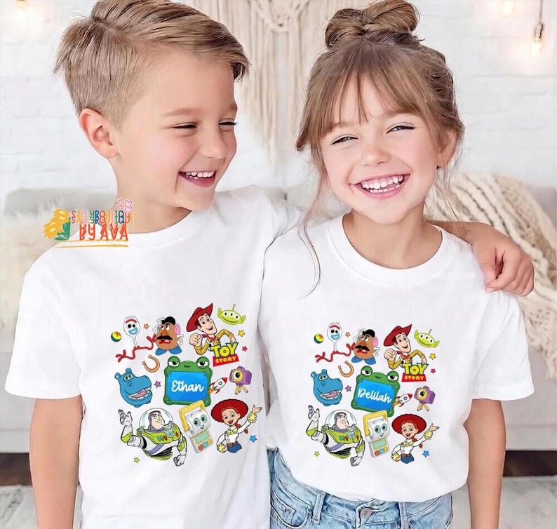 Custom Name Toy Story 5 Movie Shirt, Lilypad Buzz Lightyear Woody Jessie Toy Story Land You've Got a Friend In Me Adult & Kids Shirt Bild 3