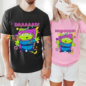 Funny Disneyland Pixar Toy Story Alien MOM DAD Couples Shirt, Mother's Day Gift, Father's Day, Disneyland Trip, Family Birthday Matching Tee image 1