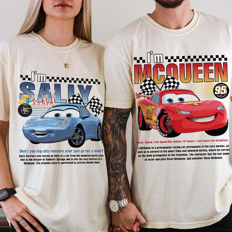 Retro Lightning Mcqueen Sally Couple Shirt, Pixar Cars Land Shirt, Disneyland Couple Matching Tee, Radiator Springs Shirt, Couple Outfits image 4