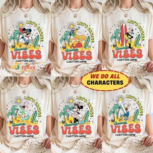 Personalized Mickey and Friends Summer Vibes Disneyland Cruise Shirt, Custom Family Vacation Shirt, Disneyland Family Cruise Matching image 1