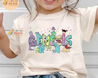 Camiseta personalizada de Monsters Inc., camiseta a juego personalizada de Mike, Sulley y Boo de Disneyland, camiseta de cumpleaños de Monsters University para niños pequeños.