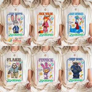 Personalized Disneyland Zootopia All Characters Group Shirts, Judy Hopps Nick Wilde Birthday T-Shirt, Disneyland Family Matching Birthday image 2