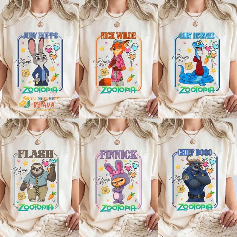 Personalized Disneyland Zootopia All Characters Group Shirts, Judy Hopps Nick Wilde Birthday T-Shirt, Disneyland Family Matching Birthday image 2