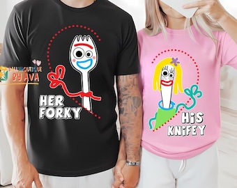 Camiseta de pareja de Forky y Knifey, camiseta de Forky de Toy Story, camiseta de pareja inspirada en Toy Story, camiseta de pareja de Disneyland, regalos de San Valentín para parejas