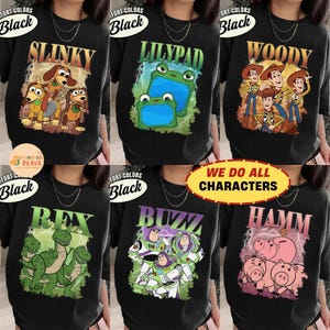 Disneyland Toy Story 5 Characters Bootleg Vintage Shirt, Lilypad Woody Buzz Rex Hamm Tee, Disneylandland Family 2026 Matching Trip Shirt image 1