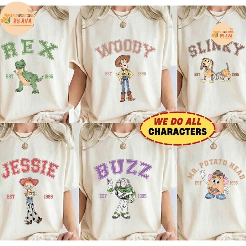 Camiseta retro de Toy Story con colores cómodos, camisetas familiares a juego de Disneyland, camisetas grupales de Disneyland, Toy Story Woody Buzz Jessie Alien Birthday imagen 2