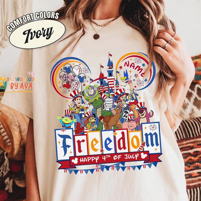 Personalize Toy Story 4th of July Shirt, Disneyland Freedom Patriotic Happy 4th Of July Shirt, 250th Anniversary Shirt, Independence Day Tee 画像 1