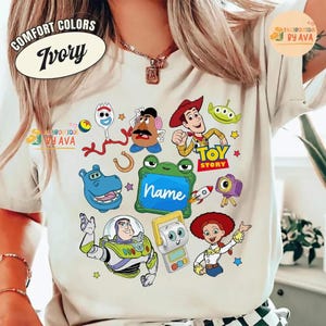 Custom Name Toy Story 5 Movie Shirt, Lilypad Buzz Lightyear Woody Jessie Toy Story Land You've Got a Friend In Me Adult & Kids Shirt image 7