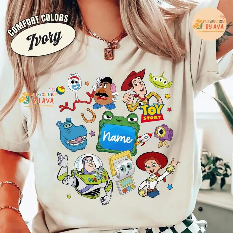 Custom Name Toy Story 5 Movie Shirt, Lilypad Buzz Lightyear Woody Jessie Toy Story Land You've Got a Friend In Me Adult & Kids Shirt image 7