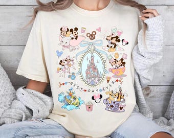 Retro Coquette Bow Disneyland Shirt Mickey Minnie Girls Trip Tee Magic Kingdom Disneyland Matching Tee Best Day Ever Disneyland Vacation