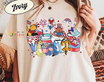Vintage Disneyland Coffee 4th of July Pooh and friends 4th of July Shirt, Disneyland 4th Of July Tee, Happy Independence Day, 250th Shirt