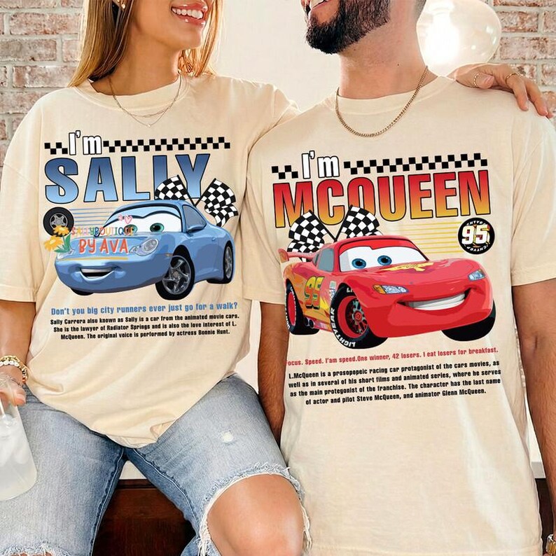 Retro Lightning Mcqueen Sally Couple Shirt, Pixar Cars Land Shirt, Disneyland Couple Matching Tee, Radiator Springs Shirt, Couple Outfits image 2