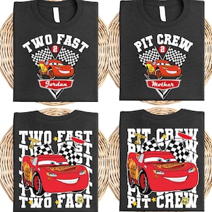 Pit Crew Birthday Shirt, Lightning McQueen Birthday Boy Tee, Two Fast Race Car Birthday Boy Shirt, Disneyland Cars Family Birthday Party image 2