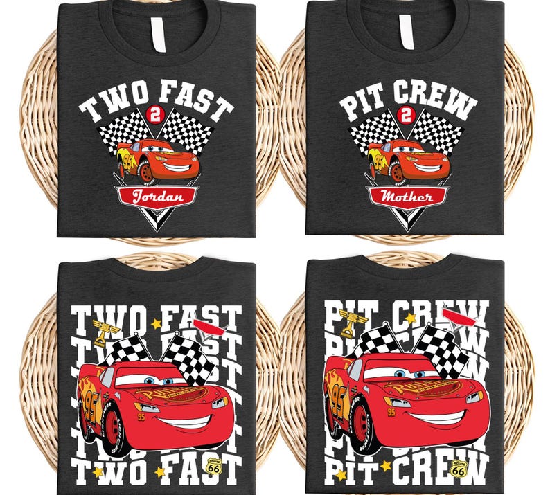 Pit Crew Birthday Shirt, Lightning McQueen Birthday Boy Tee, Two Fast Race Car Birthday Boy Shirt, Disneyland Cars Family Birthday Party image 2
