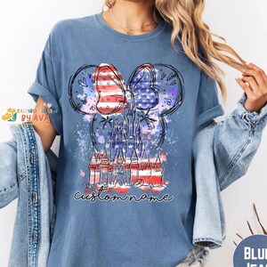 Custom Name 4th of July Shirt Disneyland Castle, Merica Disneyland Shirt, 4th of July Mickey Minnie Shirt, Independence Day, 250th Shirt image 4